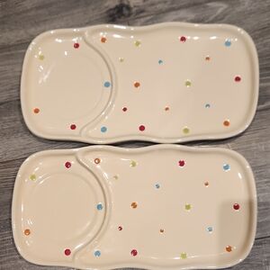 EUC Temptations By Tara Dot Plates w/out Soup Bowls 12 1/2" X 6 1/2"